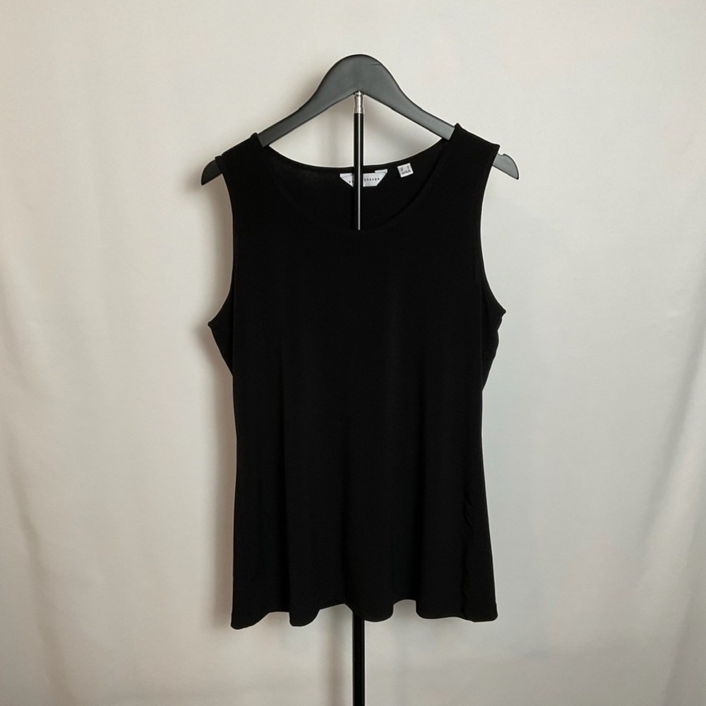 Susan Graver Women Liquid Knit Tank Top Black Shell M Modern Essentials Stretch